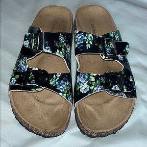 Bobbie Brooks Black Floral Sandals